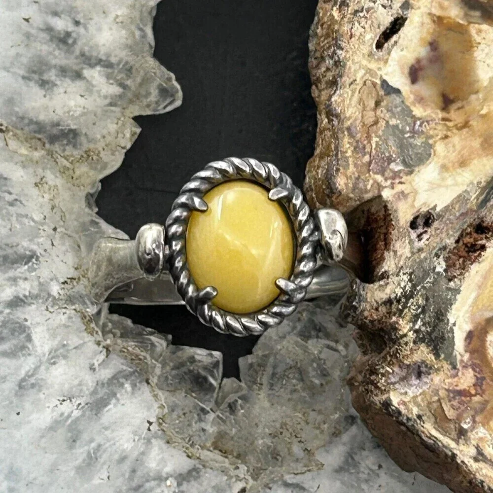 Carolyn Pollack American West Sterling Oval Yellow Jasper Reversible Ring